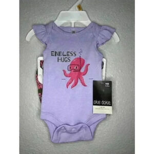 NWT, Okie Dokie Newborn Baby Girl 2 Piece Endless Hugs Octopus Outfit